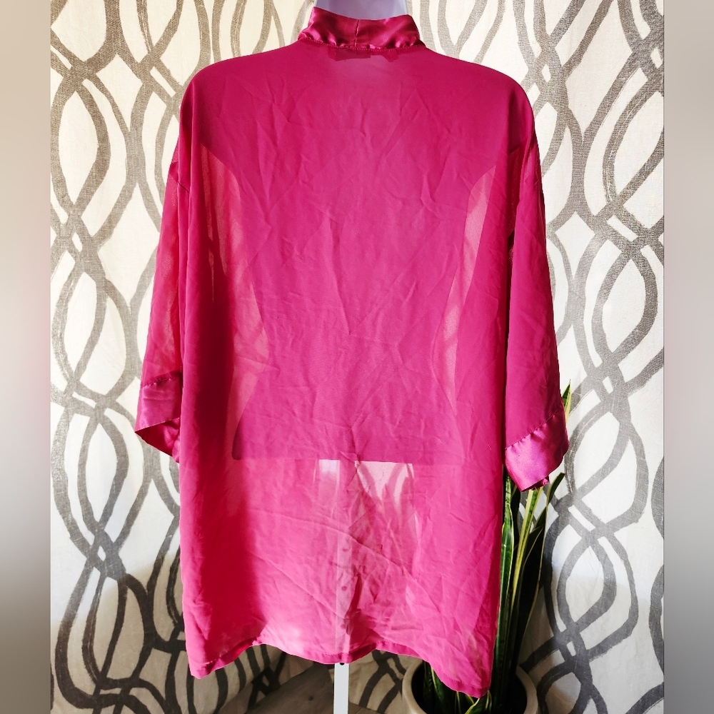 Vibrant Pink Sheer Kimono Medium - Picture 3 of 4